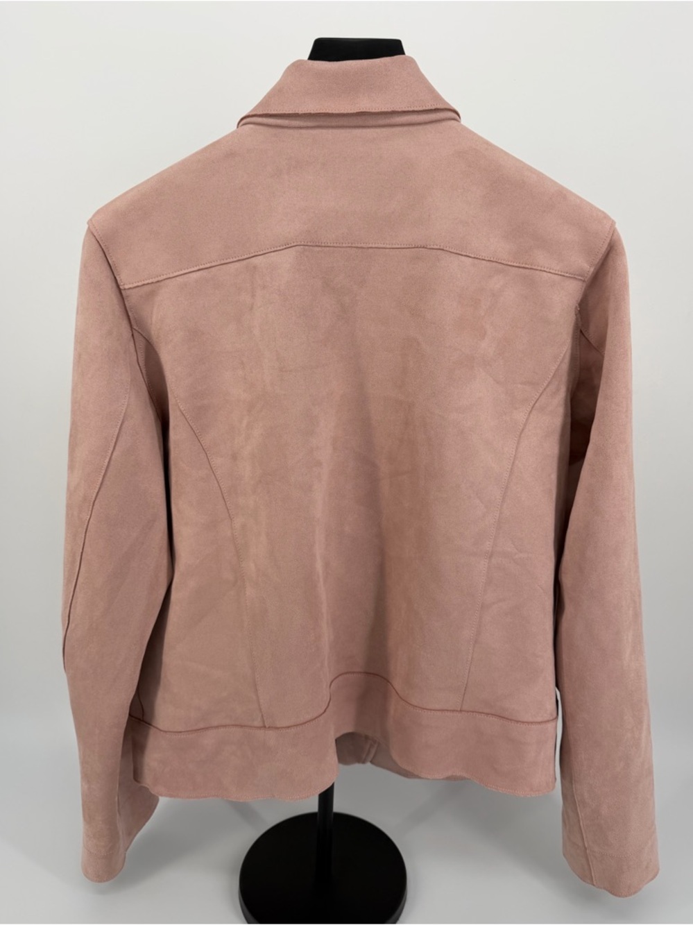Calvin Klein Jeans Pink Faux Suede Moto Jacket Womens XL NWT Zip Front - Picture 3 of 12